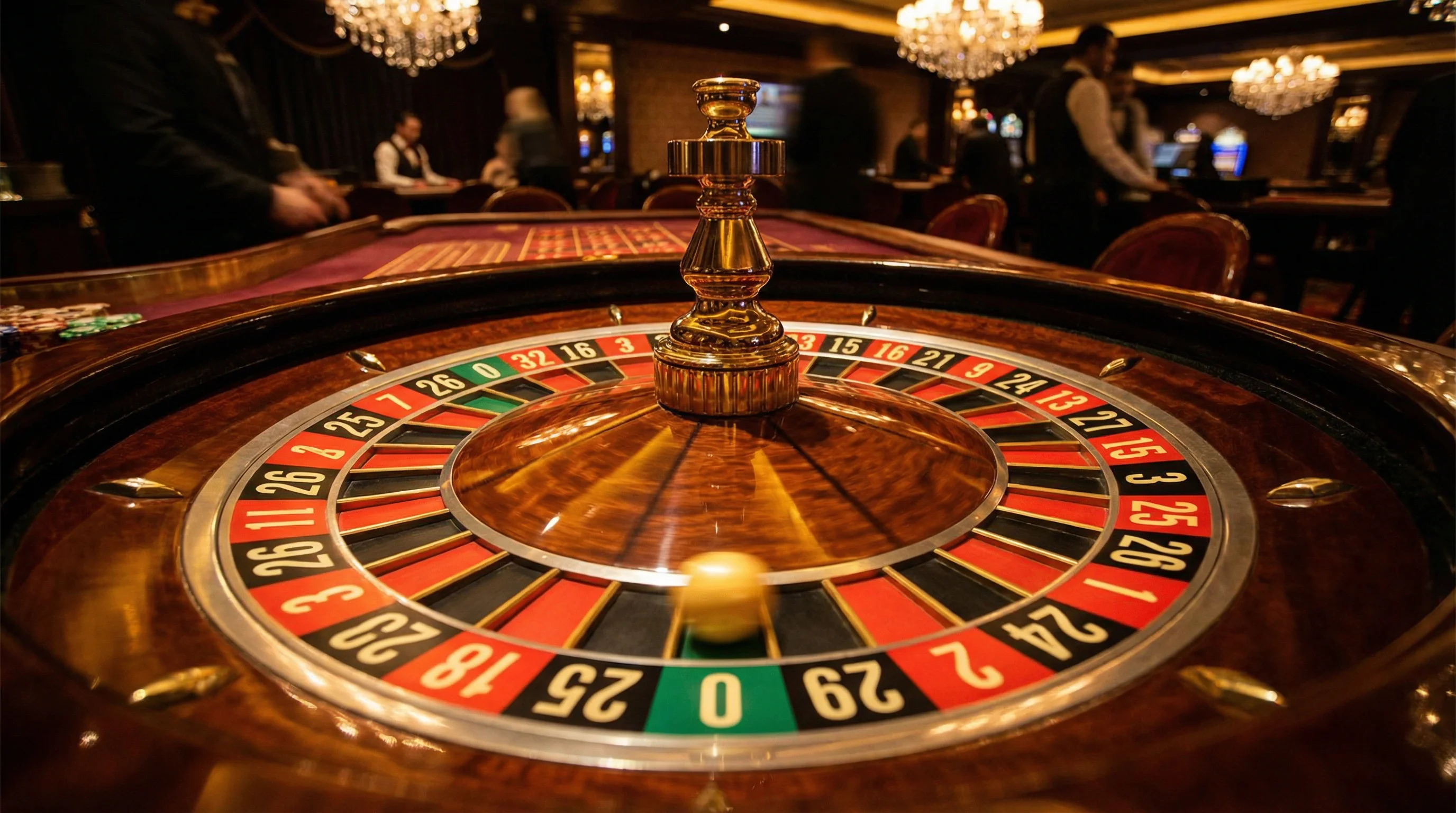 Ruleta europea con números rojos y negros